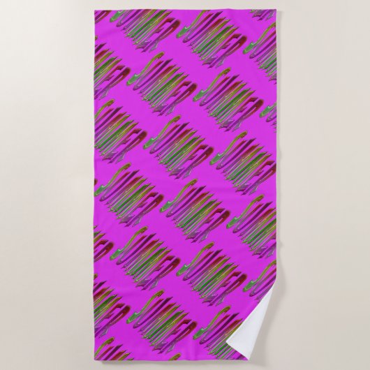Summer Rainbow Typography Pattern roze Strandlaken (Voorkant)