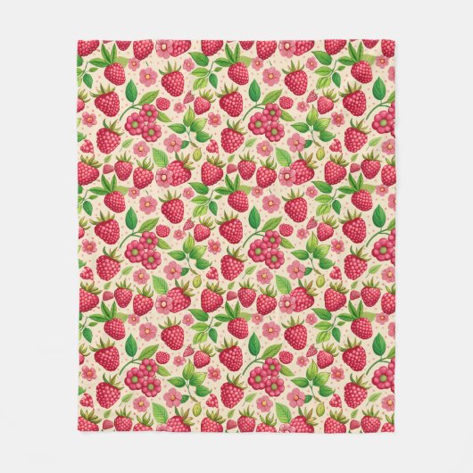 Summer Raspberry Garden Botanical Fruit Pattern Fleece Deken (Voorkant)