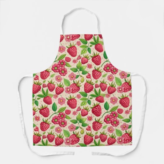Summer Raspberry Garden Botanical Fruit Pattern Schort (Voorkant)