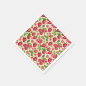 Summer Raspberry Garden Botanical Fruit Pattern Servet (Hoek)