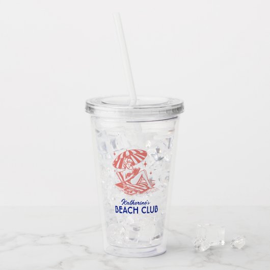 Summer Reading Blue Beach Club Party Acryl Drinkbeker (Voorkant ijs)