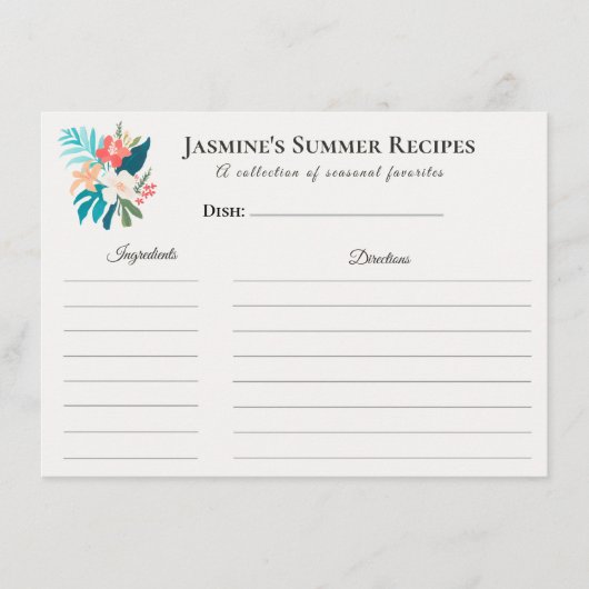 Summer Recipe Card | Citrus & Floral Kitchen Aankondiging (Voorkant)