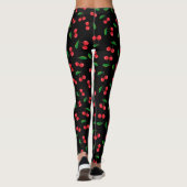 Summer Red Cherries op Black Fruit gepatterd Leggings (Achterkant)