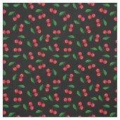 Summer Red Cherries op Black Pattern Stof (Swatch)