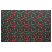 Summer Red Cherries op Black Pattern Stof (Fat Quarter)