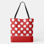 Summer Red en White Polka Dot gepersonaliseerd Tote Bag (Achterkant)