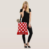 Summer Red en White Polka Dot gepersonaliseerd Tote Bag (Op model)