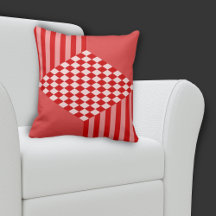 Summer Red Geometric Stripes Diamond Checkers