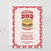 Summer Red Gingham Fun Backyard Barbeque BBQ Party Kaart (Voorkant)
