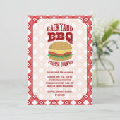 Summer Red Gingham Fun Backyard Barbeque BBQ Party Kaart (Staand voorkant)
