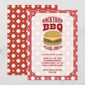 Summer Red Gingham Fun Backyard Barbeque BBQ Party Kaart (Voorkant / Achterkant)