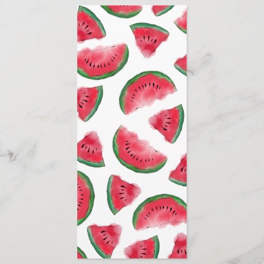 Summer Red Green Watermelon Waterverf Pattern Menu (Achterkant)