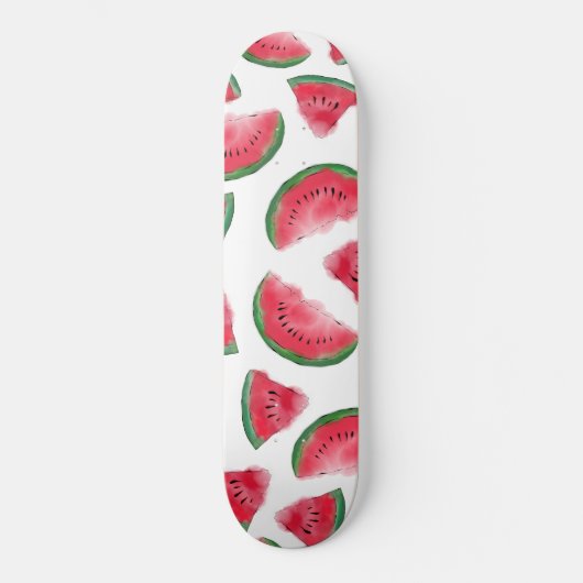 Summer Red Green Watermelon Waterverf Pattern Persoonlijk Skateboard (Voorkant)