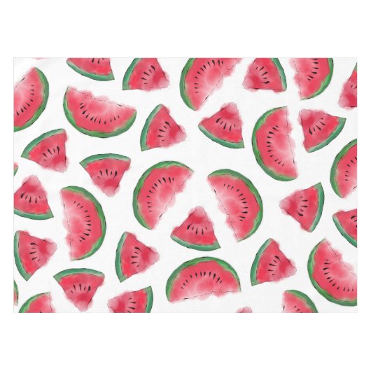 Summer Red Green Watermelon Waterverf Pattern Tafelkleed (Voorkant (Horizontaal))