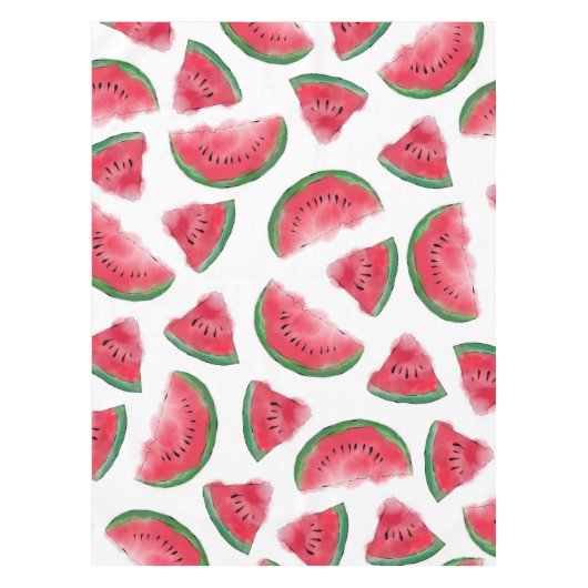 Summer Red Green Watermelon Waterverf Pattern Tafelkleed (Voorkant)