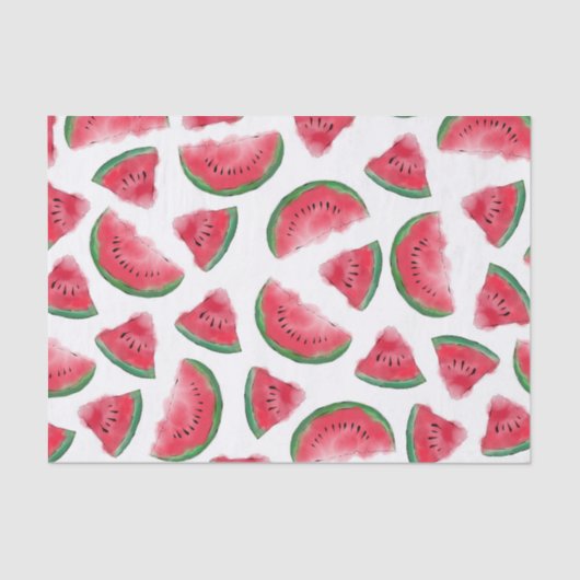 Summer Red Green Watermelon Waterverf Pattern Tissuepapier (Voorkant)