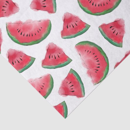Summer Red Green Watermelon Waterverf Pattern Tissuepapier (Detail)