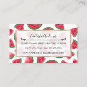 Summer Red Green Watermelon Waterverf Pattern Visitekaartje (Achterkant)