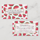 Summer Red Green Watermelon Waterverf Pattern Visitekaartje (Voorkant / Achterkant)