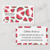 Summer Red Green Watermelon Waterverf Pattern Visitekaartje (Voorkant / Achterkant)