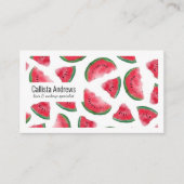 Summer Red Green Watermelon Waterverf Pattern Visitekaartje (Voorkant)