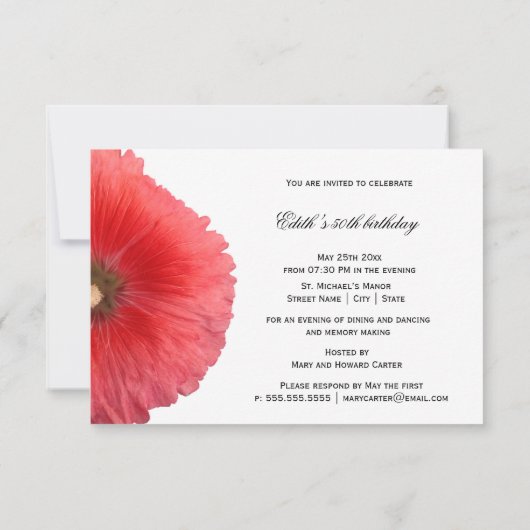 Summer Red Hollyhock (nieuw) Kaart (Achterkant)