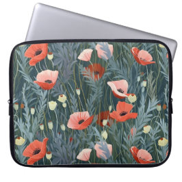 Summer Red Poppy Meadow Laptop Sleeve