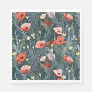 Summer Red Poppy Meadow Servet