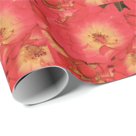 Summer Red Roses Wrapping Paper Cadeaupapier (Rol Hoek)