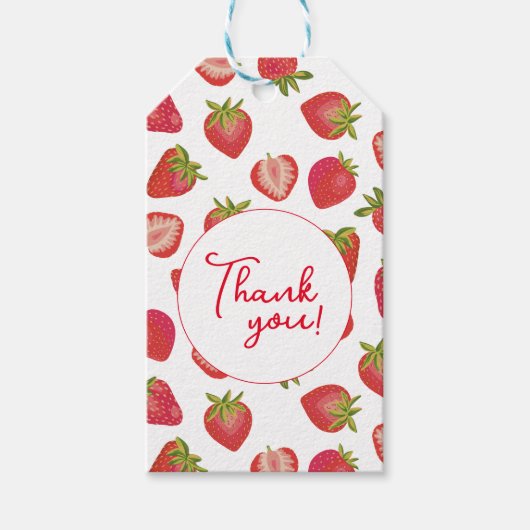 Summer Red Strawberry Dank je Cadeaulabel (Voorkant)