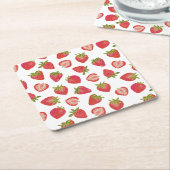 Summer Red Strawberry Pattern Kartonnen Onderzetters (Schuin)