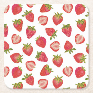 Summer Red Strawberry Pattern Kartonnen Onderzetters