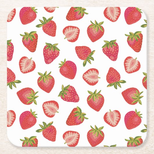 Summer Red Strawberry Pattern Kartonnen Onderzetters (Voorkant)