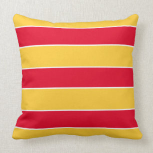 Summer Red Stripes op Sunset Yellow Kussen