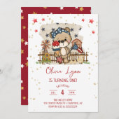 Summer Red White Blue Americana Birthday Kaart (Voorkant / Achterkant)