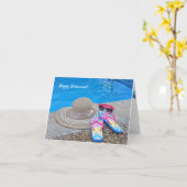 Summer Retirement by pool for Woman Kaart (Gele Bloem)