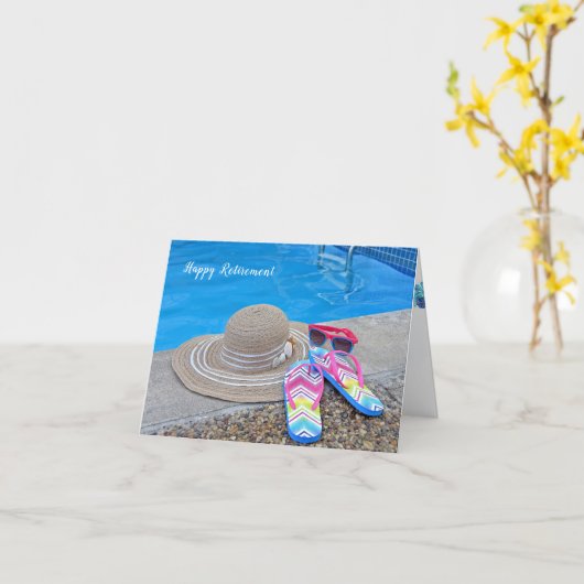 Summer Retirement by pool for Woman Kaart (Gele Bloem)