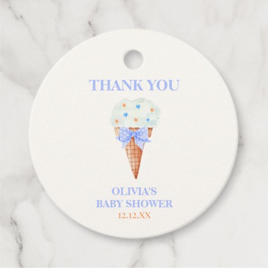 Summer Retro Bow Star Ice Cream Baby shower Bedankjes Labels (Voorkant)