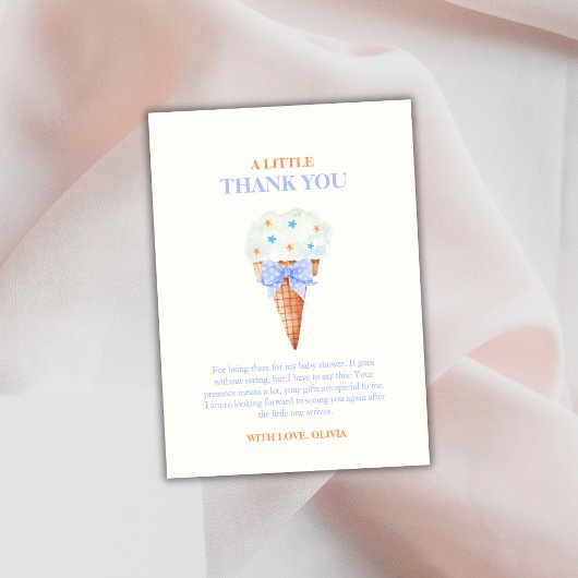 Summer Retro Bow Star Ice Cream Baby shower Bedankkaart