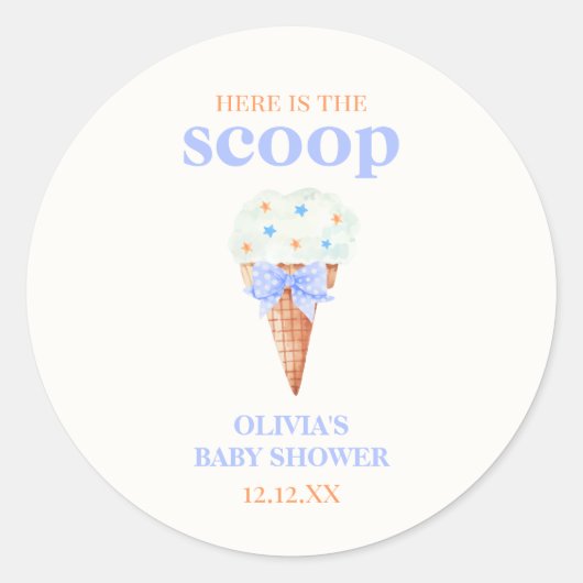 Summer Retro Bow Star Ice Cream Baby shower Ronde Sticker (Voorkant)