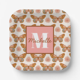 Summer Retro Butterfly | Monogrampapier — Borden Papieren Bordje