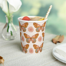Summer Retro Butterfly Pattern Cups Papieren Bekers