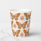 Summer Retro Butterfly Pattern Cups Papieren Bekers (Achterkant)