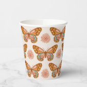 Summer Retro Butterfly Pattern Cups Papieren Bekers (Links)