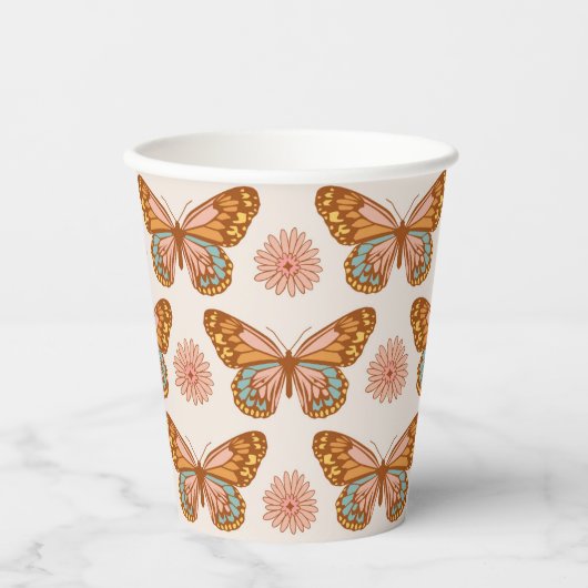 Summer Retro Butterfly Pattern Cups Papieren Bekers (Voorkant)