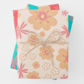 Summer Retro Floral Pattern Inpakpapier Vel (In situ)