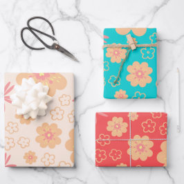 Summer Retro Floral Pattern Inpakpapier Vel