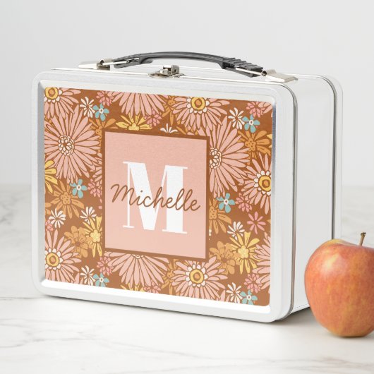 Summer Retro Flower | Monogram Lunch Box (In situ)