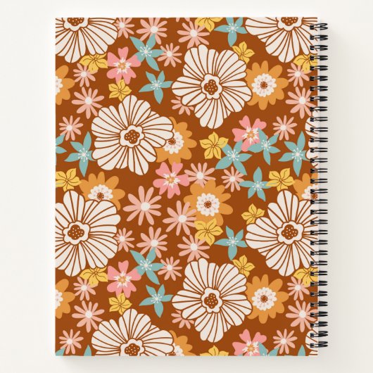 Summer Retro Flower | Monogram Notitieboek (Achterkant)