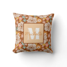 Summer Retro Flower | Monogram Sierkussen